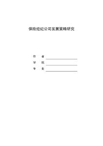 保险经纪公司发展策略研究