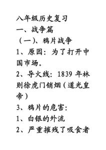 八年级历史上册复习提纲