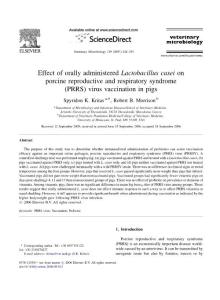 Effect of orally administered Lactobacillus casei on porcine reproductive and respiratory syndrome (PRRS) virus vaccination in pigs