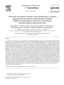 Protection and immune response in pigs intradermally vaccinated against porcine reproductive and respiratory syndrome(PRRS) and subsequently exposed to a het erologous European (Itali..