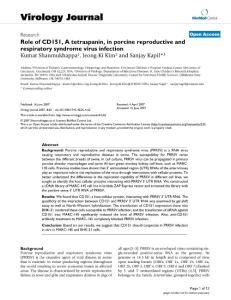 Role of CD151, A tetraspanin, in porcine reproductive and respiratory syndrome virus infection