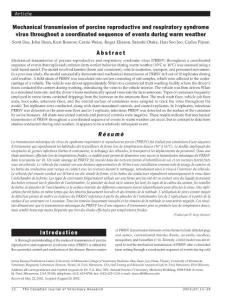 Mechanical transmission of porcine reproductive and respiratory syndrome virus throughout a coordinated sequence of events during warm weather