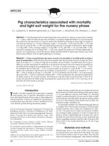 Pig characteristics associated with mortality and light exit weight for the nursery phase