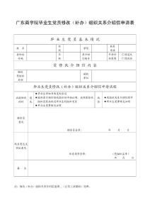 廣東商學院畢業生黨員修改（補辦）組織關系介紹信申請表