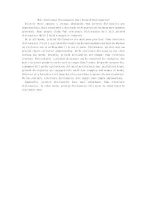 Will Electronic Dictionaries Kill Printed Dic