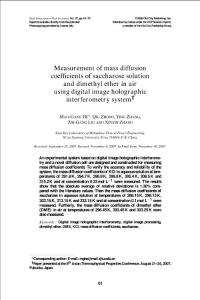 Measurement of mass diffusion coefficients of saccharose solution and dimethyl ether in air using digital image holographic interferometry system