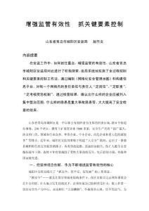 增強監管有效性 抓關鍵要素控制　