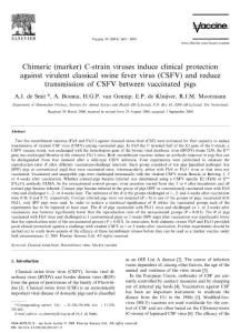 Chimeric (marker) C-strain viruses induce clinical protection against virulent classical swine fever virus (CSFV) and reduce transmission of CSFV between vaccinated pigs