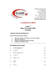 2009年11月美国中小学统一考试 7年级数学试卷一