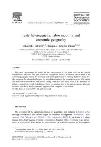 Tabuchi--Taste heterogeneity, labor mobility and economic geography