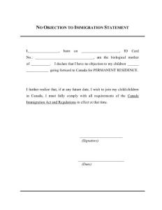 前配偶不反對移民的聲明