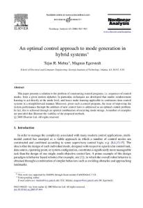 An optimal control approach to mode generation in hybrid systems