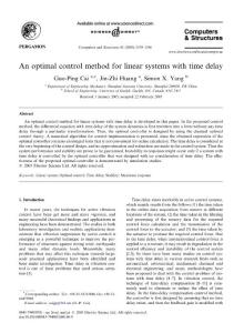 An optimal control method for linear systems with time delay