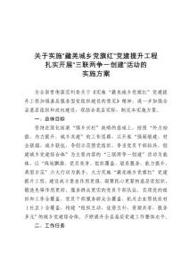 實施“藏羌城鄉(xiāng)黨旗紅”黨建 提升工程實施方案