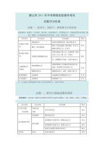 唐山市2011年中考物理實驗操作考試