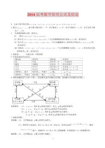 高中数学公式 考点 2014年应试技巧复习资料