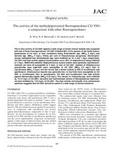 The activity of the methylpiperazinyl fluoroquinolone CG 5501_ a comparison with  other fluoroquinolones.