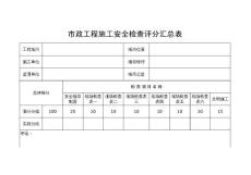 青岛市市政工程施工安全检查评分汇总表及各分项表