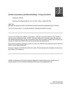 Denzin Norman KSymbolic Interactionism and ethnomethodologya proposed synthesis