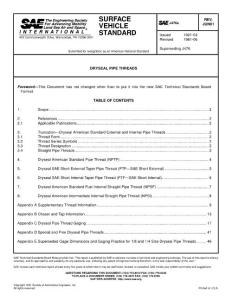 SAE J476-1961 美制干密封管螺紋(NPTF) DRYSEAL PIPE THREADS