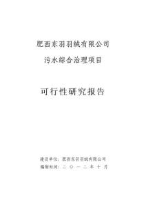肥西东羽羽绒有限公司污水综合治理项目可行性研究报告