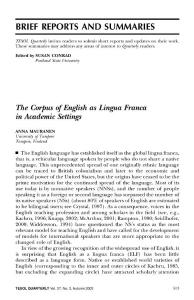 The Corpus of English as Lingua Franca in Academic Settings