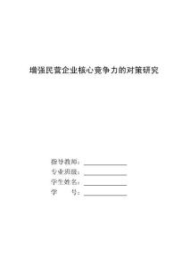 增強民營企業核心競爭力的對策研究