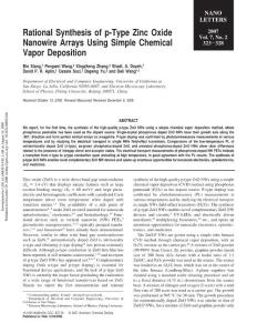 Nano_Lett_Rational Synthesis of p-Type Zinc Oxide Nanowire Arrays Using Simple Chemical Vapor Deposition