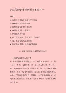 医院等级评审麻醉科必备资料一