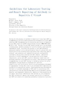 Guidelines for Laboratory Testing and Result Reporting of Antibody to Hepatitis C Virus