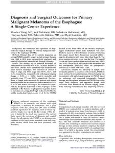 2013.7.25淋巴結轉移是影響原發性食管惡性黑色素瘤預后的獨立危險因素Diagnosis and Surgical Outcomes for Primary Malignant Melanoma of the Esophagus A Single Center Experience