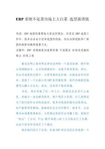 ERP系統不是菜市場上大白菜 選型需謹慎