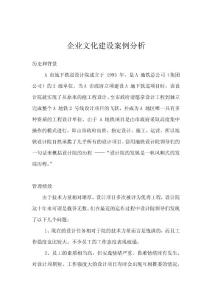 企业文化建设案例分析