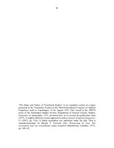 name and nature of translation studies