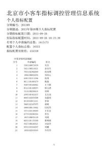 北京市小客车个人指标配置2013年第09期配置结果