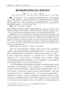 铜冶炼废渣的选择性处理与资源化研究