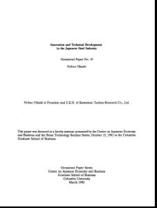 Innovation and Technical Development in the japanese steel industry