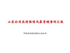 山東公司農(nóng)村短信提升營(yíng)銷案例匯報(bào)