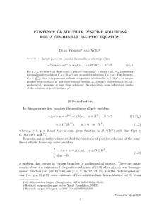 EXISTENCE OF MULTIPLE POSITIVE SOLUTIONS FOR A SEMILINEAR ELLIPTIC EQUATION