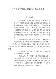 融资担保公司股东大会议事规则