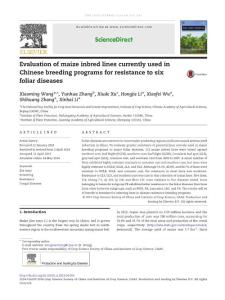 Evaluation of maize inbred lines currently used in Chinese breeding programs for resistance to six foliar diseases