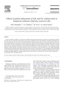 Effects of partial replacement of fish meal by soybean meal in sharpsnout seabream