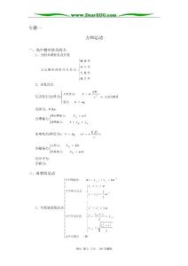 高考物理第二轮复习专题一：力和运动