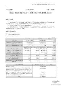 湖北宜化：2010年第三季度报告正文