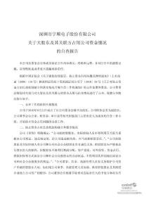 宇顺电子：关于大股东及其关联方占用公司资金情况的自查报告