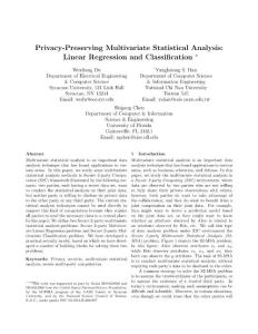 Privacy-Preserving Multivariate Statistical Analysis Linear