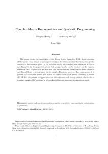 complex matrix decomposition and quadratic programming