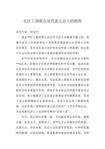 在區(qū)工商聯(lián)會(huì)員代表大會(huì)上的致辭