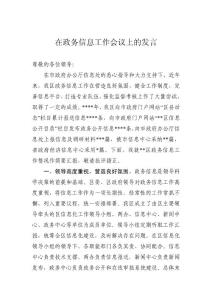 在政務(wù)信息工作會(huì)議上的發(fā)言