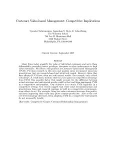 Get Research Paper - Customer Value&based Management Competitive